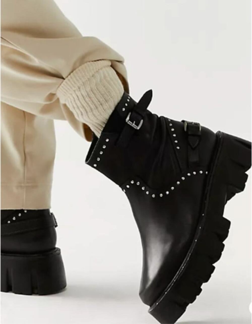 Free People | Ludlow Studded Moto Boots Black | EU 39